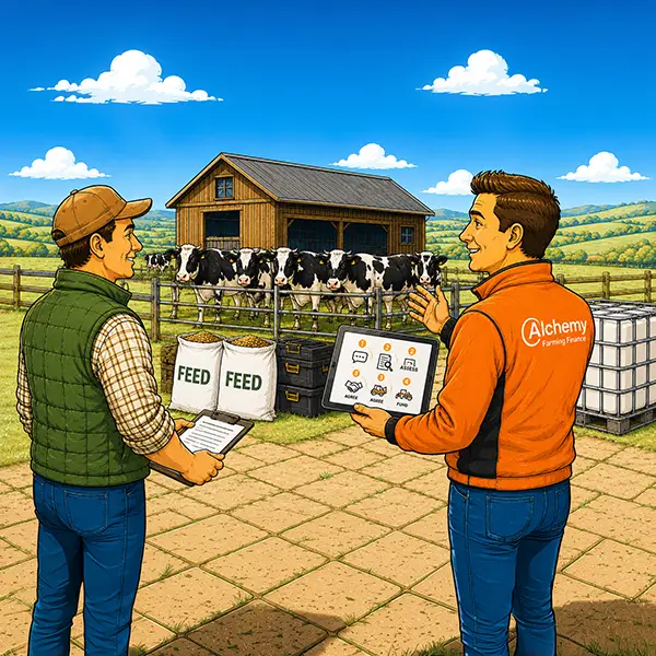 Discussing financing options with farmer